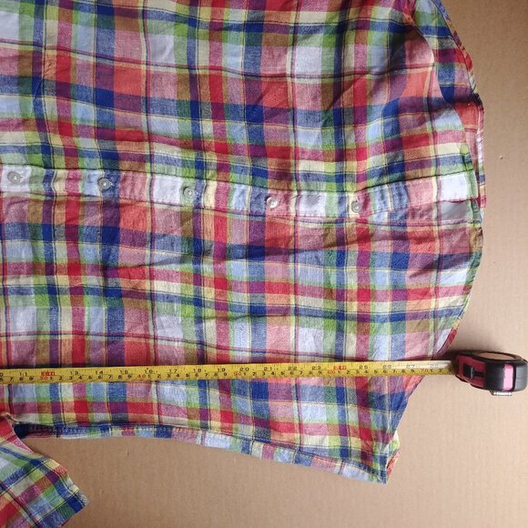 Gant Hampton Linen E-Z Fit Mens Short Sleeve Button plaid 100% linen shi… - Picture 7 of 13
